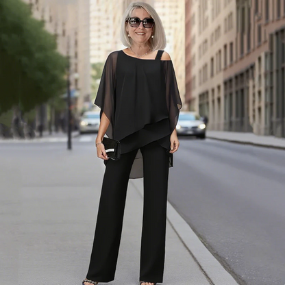 【50-120KG】Conjunto de dos piezas para mujer, conjunto de hombros descubiertos agradable para la piel【Top + Pantalones】