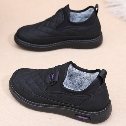 【36-41】 2024 nuevos zapatos de invierno impermeables de cuero de algodón más terciopelo y engrosamiento para mantener el calor y botas planas antideslizantes de un solo pie 3855736