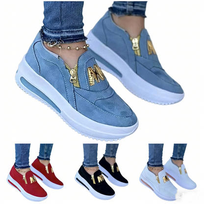 【35-43】Zapatos casuales con plataforma y cremallera lateral para mujer
