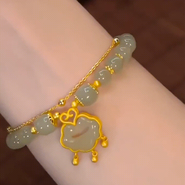 Nueva pulsera de jade hetiano en oro de 14 quilates