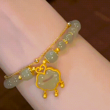 ✨Nueva pulsera de jade hetiano en oro de 14 quilates