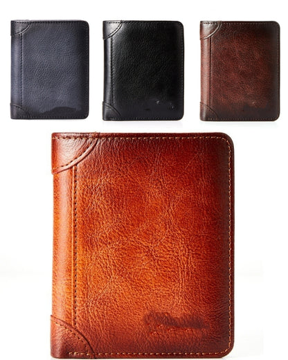 Nueva cartera antirrobo de cuero genuino para hombre