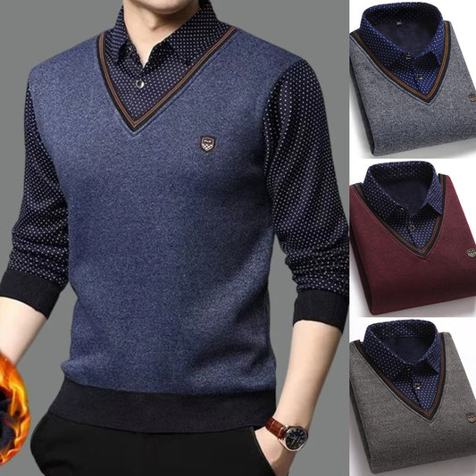 🔥【Oferta por tiempo limitado】👔 [M-4XL] Camisa de punto para hombre más terciopelo para espesar y mantener el calor_3851027