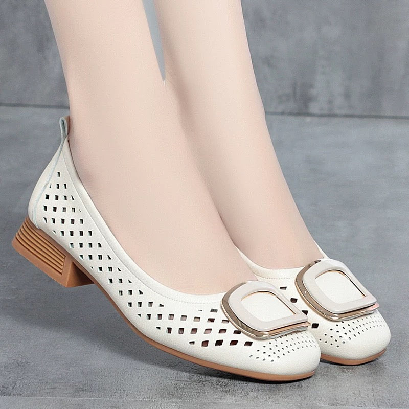 Zapatos planos de cuero con suela suave para mujer 2026