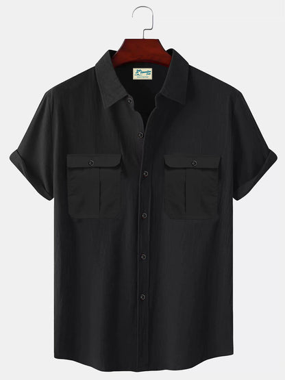 👔【M-5XL】novedad de verano camisa de lino simple para hombre_4023419