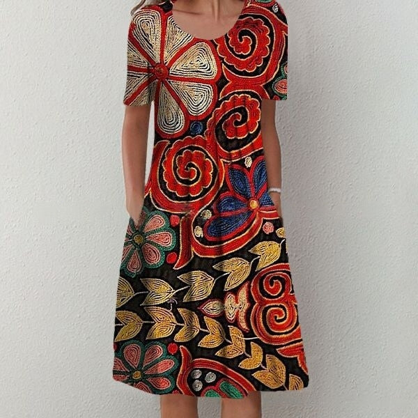 🌺👗【S-5XL】Moderna haljina s printom i okruglim izrezom