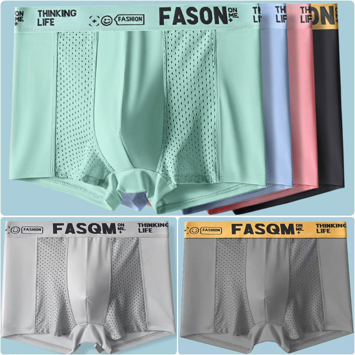 Calzoncillos bóxer de malla transpirable de seda helada para hombre
