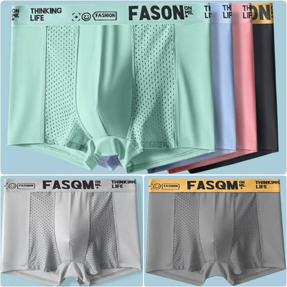 Calzoncillos bóxer de malla transpirable de seda helada para hombre