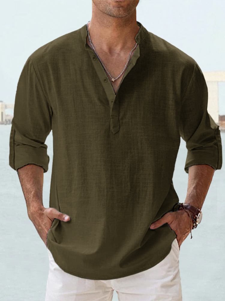 【S-5XL】Camisa de manga larga para hombre, material de algodón y lino.