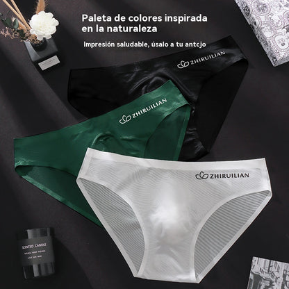 【Juego de 5 piezas】Calzoncillos de seda de hielo transpirables para hombre, cintura baja (45-100 kg)