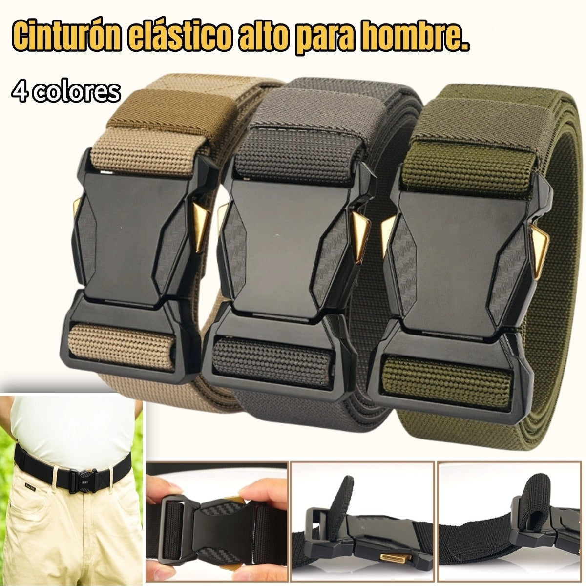Nuevo cinturón elástico alto para hombre