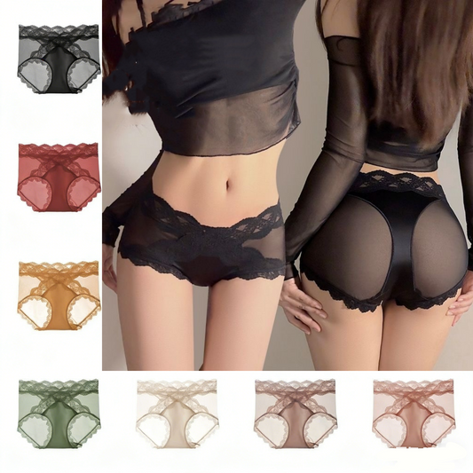 【6 pares】 Braguitas de encaje de talle alto que realzan las caderas