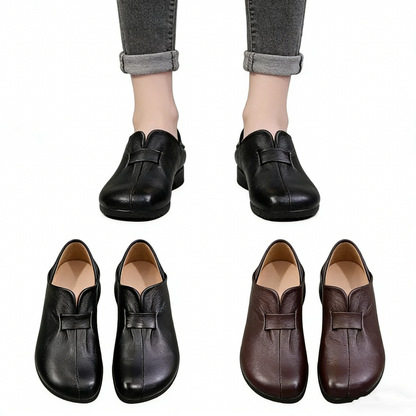 👡【35-42】2026 nuevos zapatos sin cordones de suela suave con lazo, piel de vaca de alta calidad, simples y exquisitos