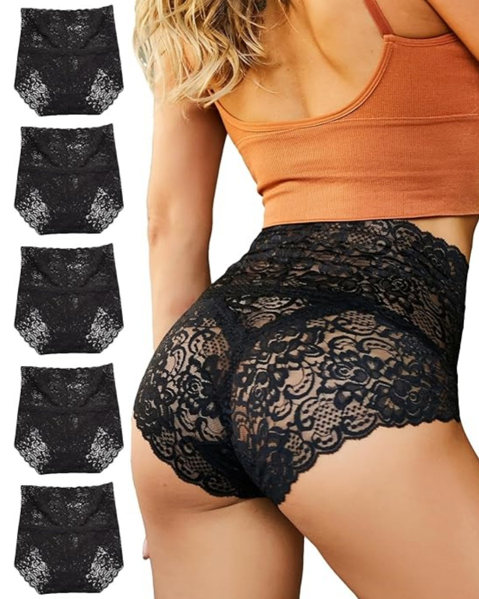 [Conjunto de 6 piezas] Sujetador sexy de cintura alta con estampado para citas