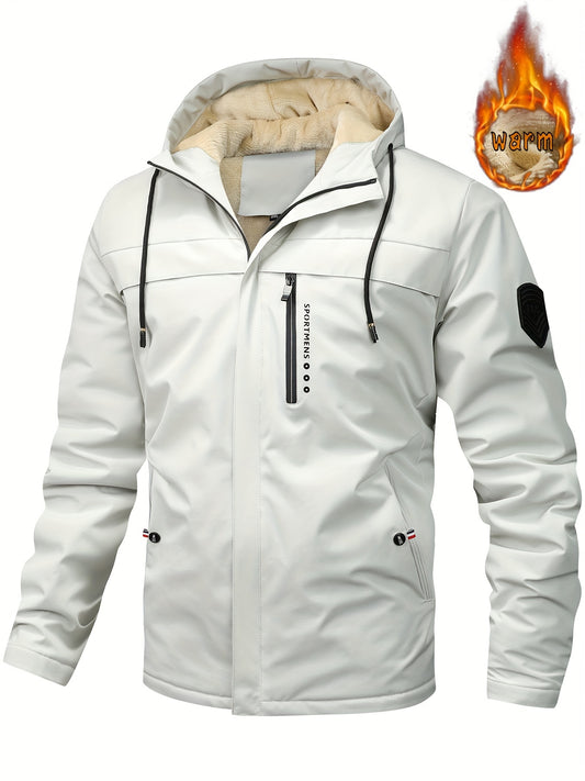 🔥🔥【XS-XL】Chaqueta con capucha de forro polar cálido para hombre Chaqueta de invierno al aire libre Chaqueta impermeable_3849587
