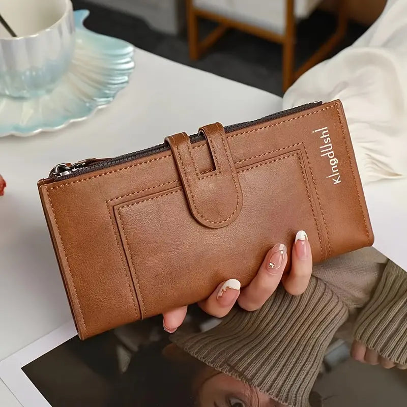 💰【Compra 1 y obten 1 gratis】Cartera vintage de piel auténtica con doble cremallera y ranura para múltiples tarjetas para mujer_3844304