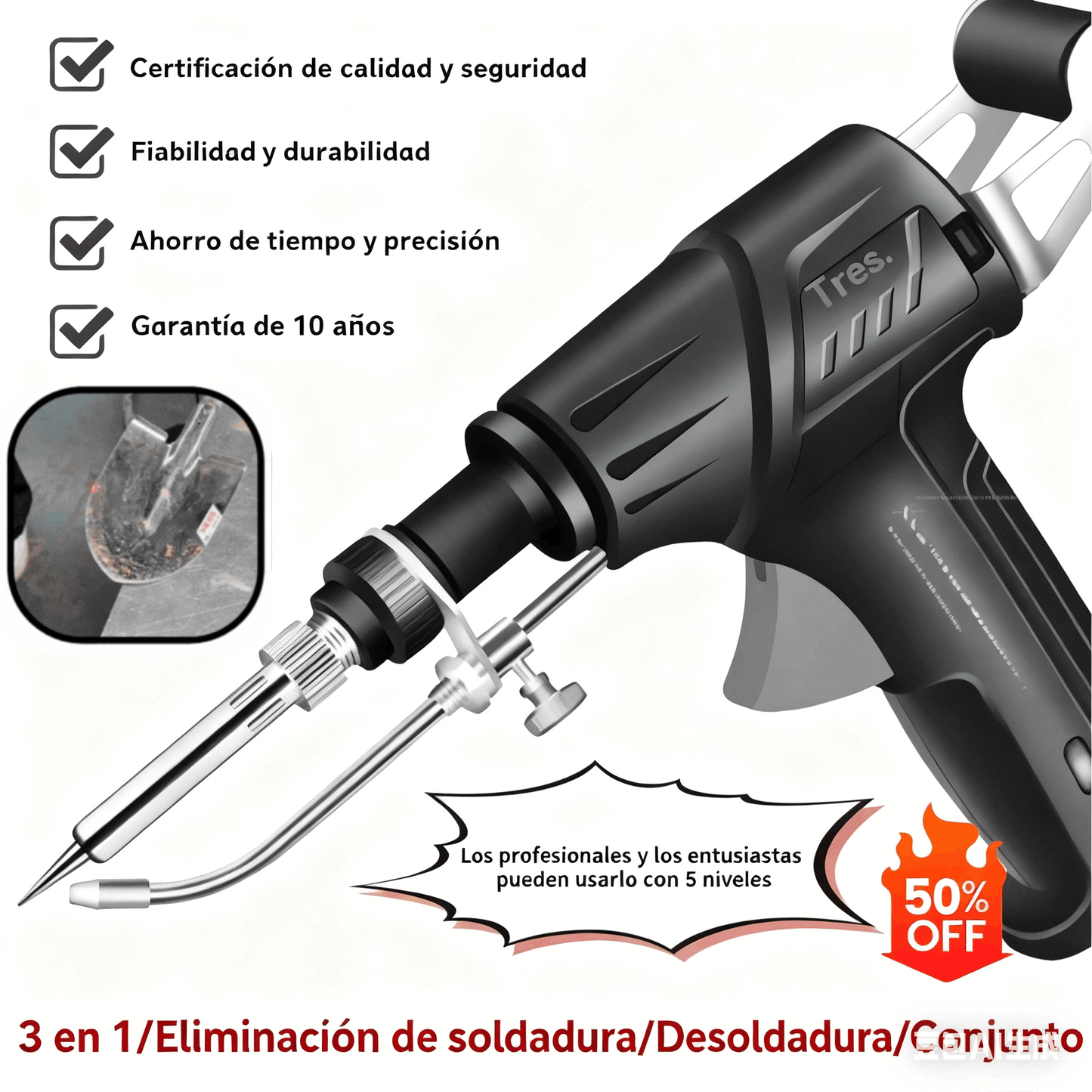 Pistola de soldadura eléctrica automática de mano, kit completo de soldadura eficiente y fácil de usar