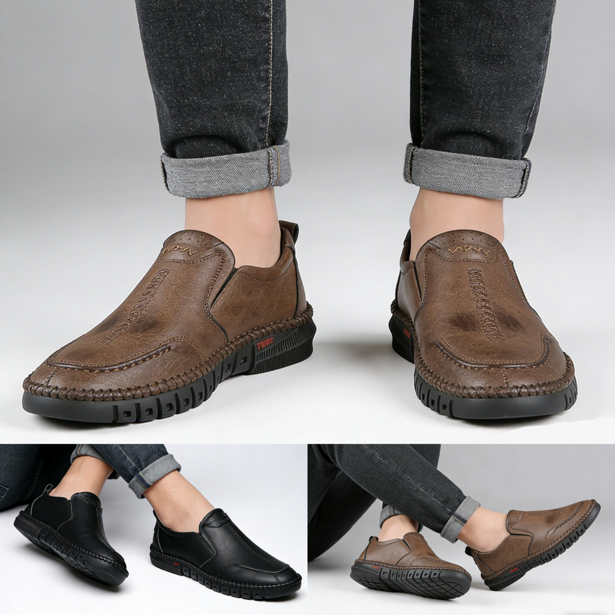 👞Promoción 50%【39-44】Zapatillas deportivas de hombre 2026, de cuero natural, con suela suave, antideslizantes y transpirables