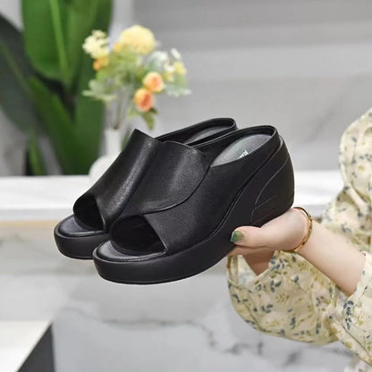 【Tacón de 5,5 cm】Sandalias de cuña con suela blanda