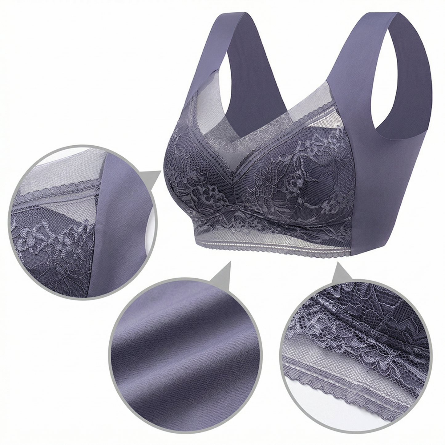 🔥【1 lote de 4 piezas】👙【40-110 kg】Sujetador de encaje cómodo sin costuras