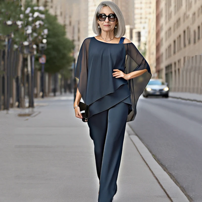 【50-120KG】Conjunto de dos piezas para mujer, conjunto de hombros descubiertos agradable para la piel【Top + Pantalones】