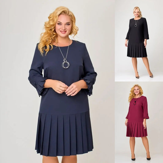 💌【S-5XL】👗 Vestido elegante de color sólido de alta calidad_3845340