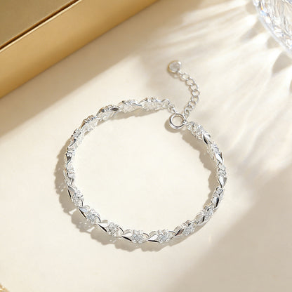 【Compre 1 y obtenga 1 gratis】Me encanta la nueva pulsera de plata 925 con trébol de cuatro hojas para mujer, ¡a la moda!【descuento】