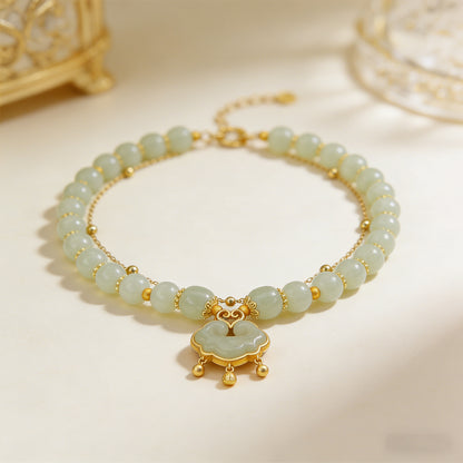 【Descuento】Nueva pulsera de jade hetiano en oro de 14 quilates