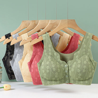 😍【Pachet de 3 bucăți】【40–100KG】Sutien din dantelă pentru femei, fără sârmă, cu închidere frontală_4063684