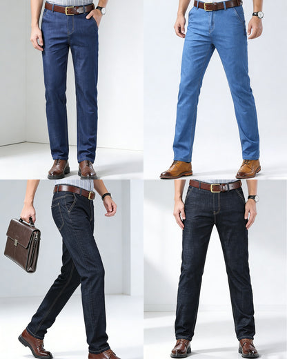 【60-110KG】Jeans de hombre, sencillos, casuales, versátiles, tallas grandes