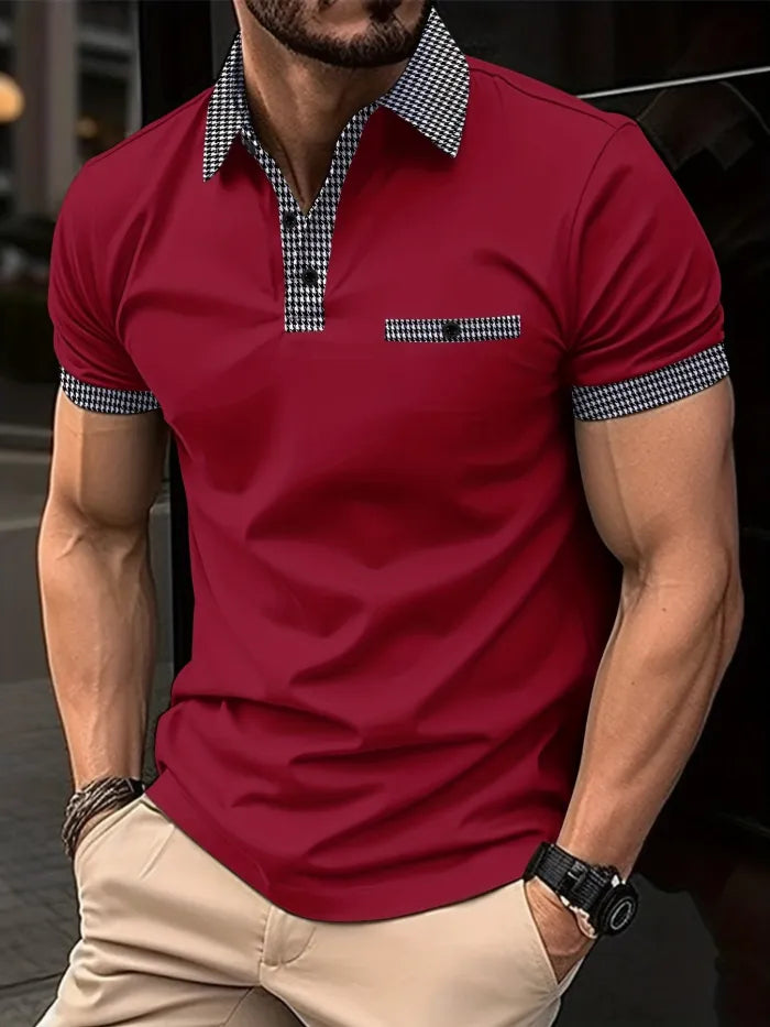 Promocja na 2025 rok【S-3XL】Letnia męska bluza polo z guzikami i blokiem kolorów_4058267