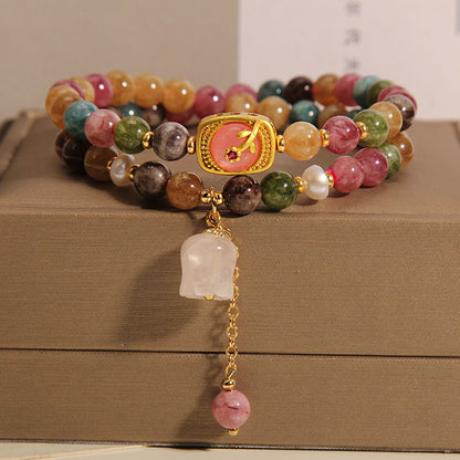 Pulsera de turmalina natural colorida