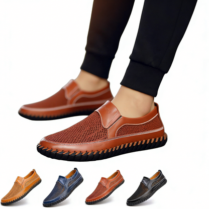 Nuevos zapatos de malla de cuero para hombre para primavera y verano