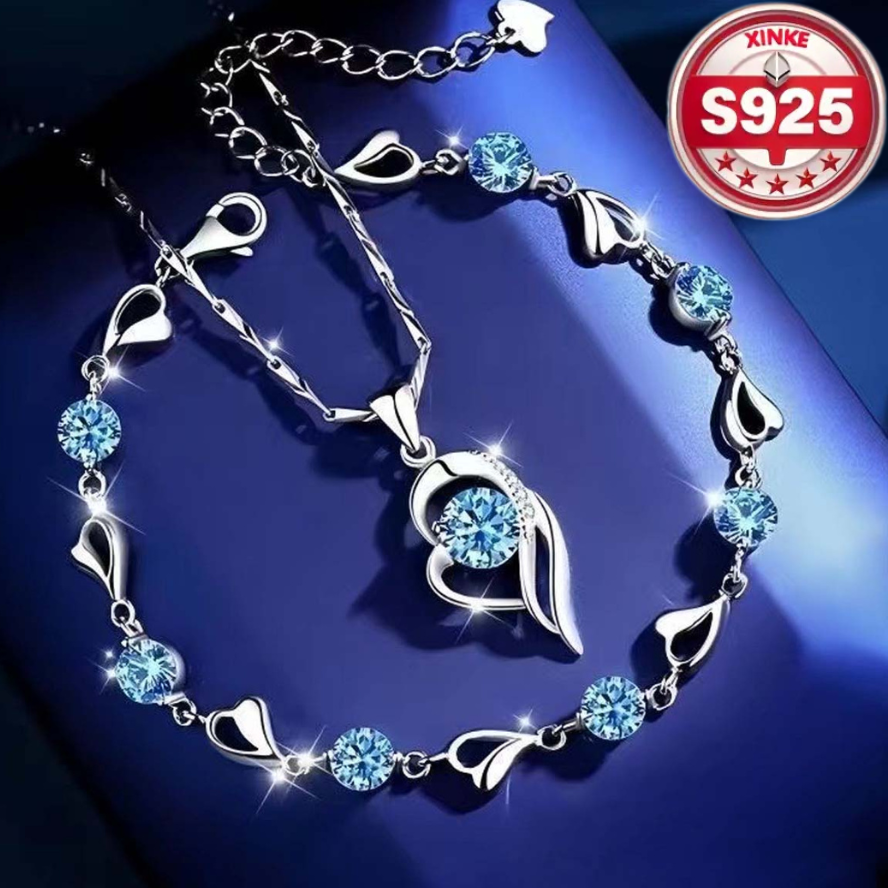Set pulsera de plata 925 + collar Corazón del Océano