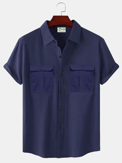 👔【M-5XL】novedad de verano camisa de lino simple para hombre_4023419