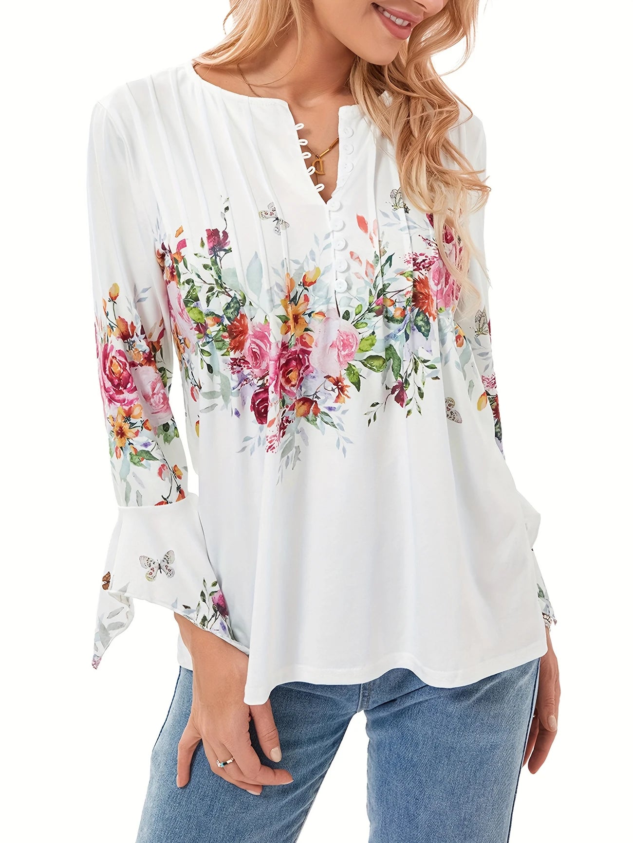 [Oferta ograniczona czasowo - kup jeden, a drugi dostaniesz gratis] [S-5XL] Modna damska koszulka z dekoltem w serek_4063334