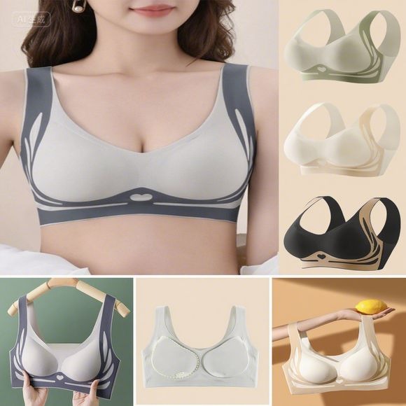 【Pachet de 4】Sutien pentru femei fără sârmă, dintr-o bucată【40-85KG】_4041682