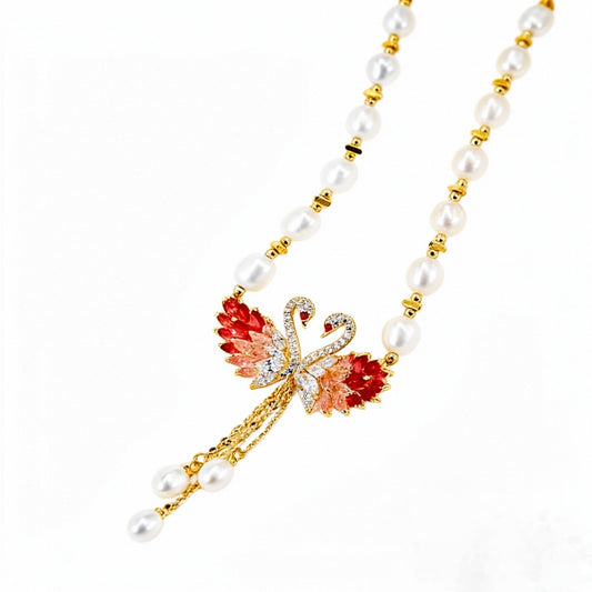 Nuevo collar de perlas de cisne de lujo premium