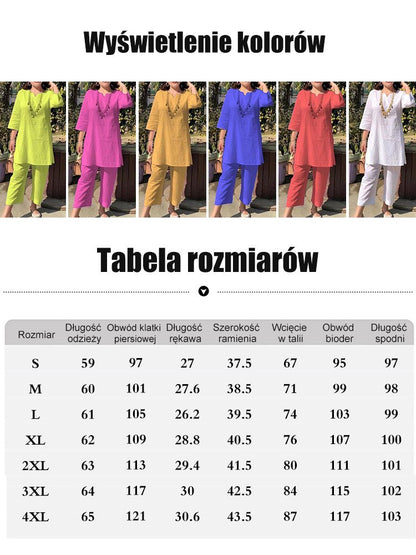 ✨Ženski novi proljetno/ljetni jednobojni elegantni dvodijelni set dugih rukava u etničkom stilu za 2026. [40-100 kg]