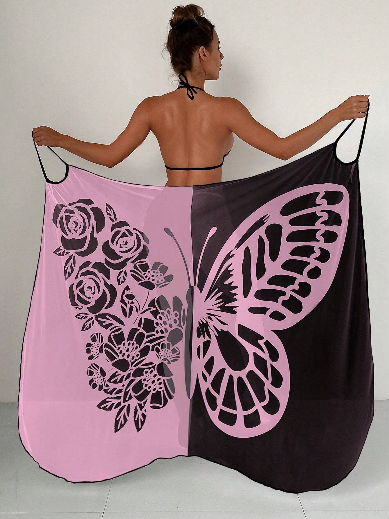 【Nuevo producto con descuento】Nuevo traje de baño playero de gasa con estampado de mariposas para mujer 2026