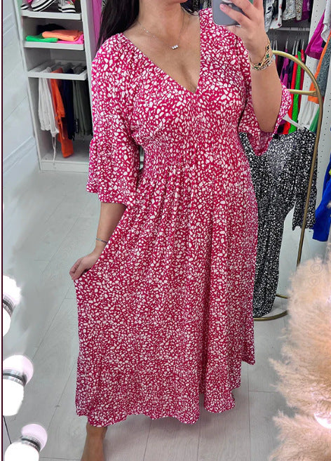 🔥【S-5XL】2026 Hot New Plus Size Vestido con cuello en V y cuello floral