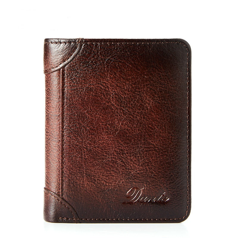 Nueva cartera antirrobo de cuero genuino para hombre