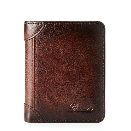 Nueva cartera antirrobo de cuero genuino para hombre