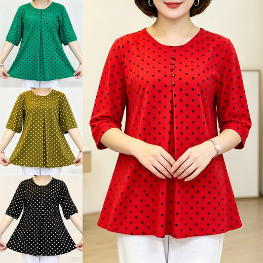 【Oferta por tiempo limitado】【L-5XL】Nueva camisa de mujer con estampado de lunares primavera/verano 2026