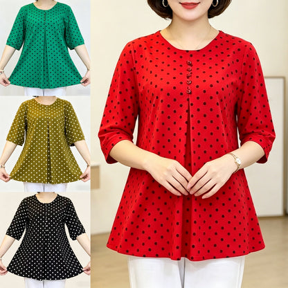 【Oferta por tiempo limitado】【L-5XL】Nueva camisa de mujer con estampado de lunares primavera/verano 2026