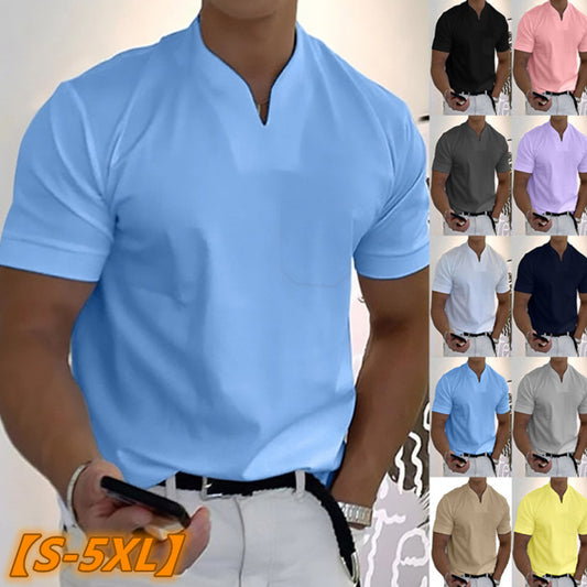 【S-5XL】Tricou bărbătesc din bumbac elastic, cu mânecă scurtă, de vară 2025-R