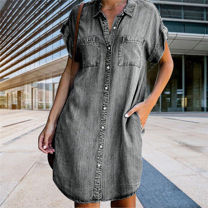 【S-5XL】Rochie casual din denim pentru femei, nouă, 2023_3988484 