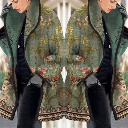 💐🧥【S-3XL】Fino abrigo de lana con solapas de estampado europeo y americano._3831025