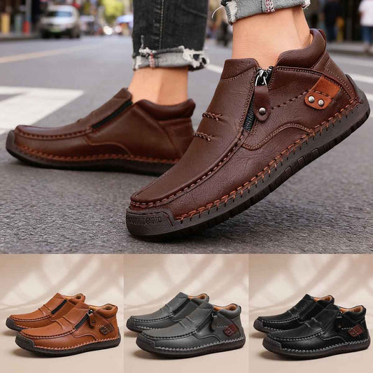 👞🛒 Męskie, ręcznie robione, skórzane, wsuwane buty do jazdy samochodem – szeroki nosek, wsparcie łuku stopy