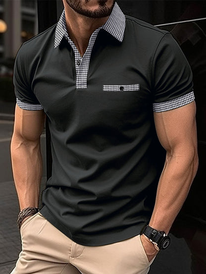 Promocja na 2025 rok【S-3XL】Letnia męska bluza polo z guzikami i blokiem kolorów_4058267